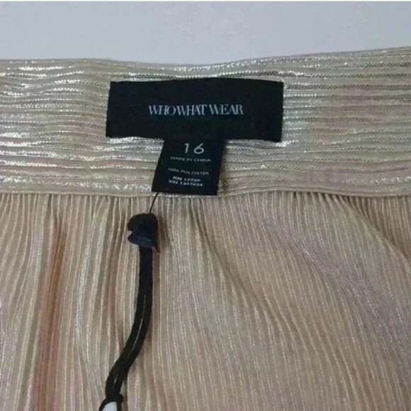 Who What Wear Gold A-Line Midi Skirt Pleated Casual - Picture 6 of 10